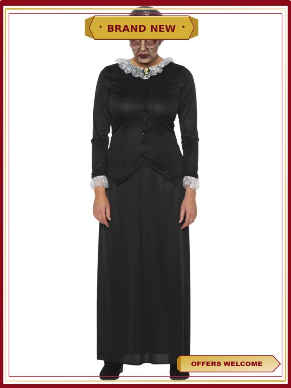 Women's Mother Costume Dress with Lace Collar Attached Cameo Halloween